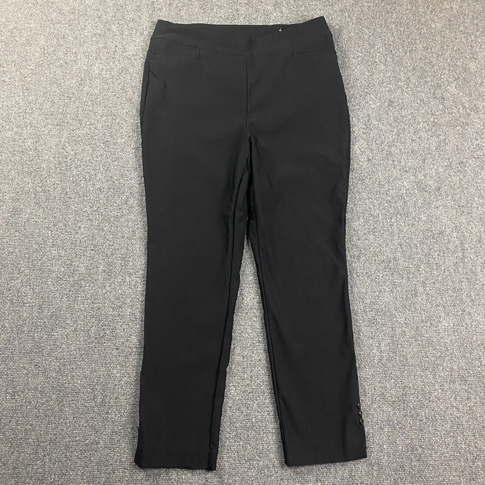 Chico's‎ Pants Womens 10R Black Pull On Stretch Tapered Ankle Rayon Blend Adults